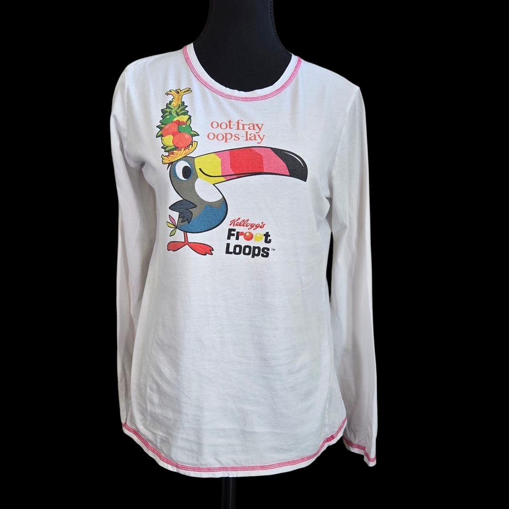 ⭐️Kellogg's Women's White Long Sleeve Fruit Loops Shirt Size Med